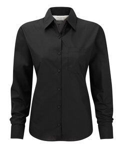 Russell Collection RU934F - Ladies' Long Sleeve Polycotton Easy Care Poplin Shirt Black