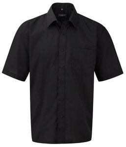 Russell Collection RU935M - Men's Short Sleeve Polycotton Easy Care Poplin Shirt Black