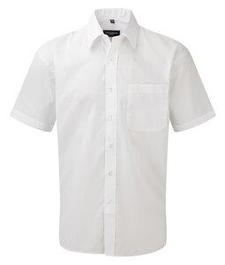 Russell Collection RU935M - Men's Short Sleeve Polycotton Easy Care Poplin Shirt White