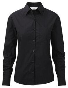 Russell Collection RU936F - Ladies' Long Sleeve Pure Cotton Easy Care Poplin Shirt Black