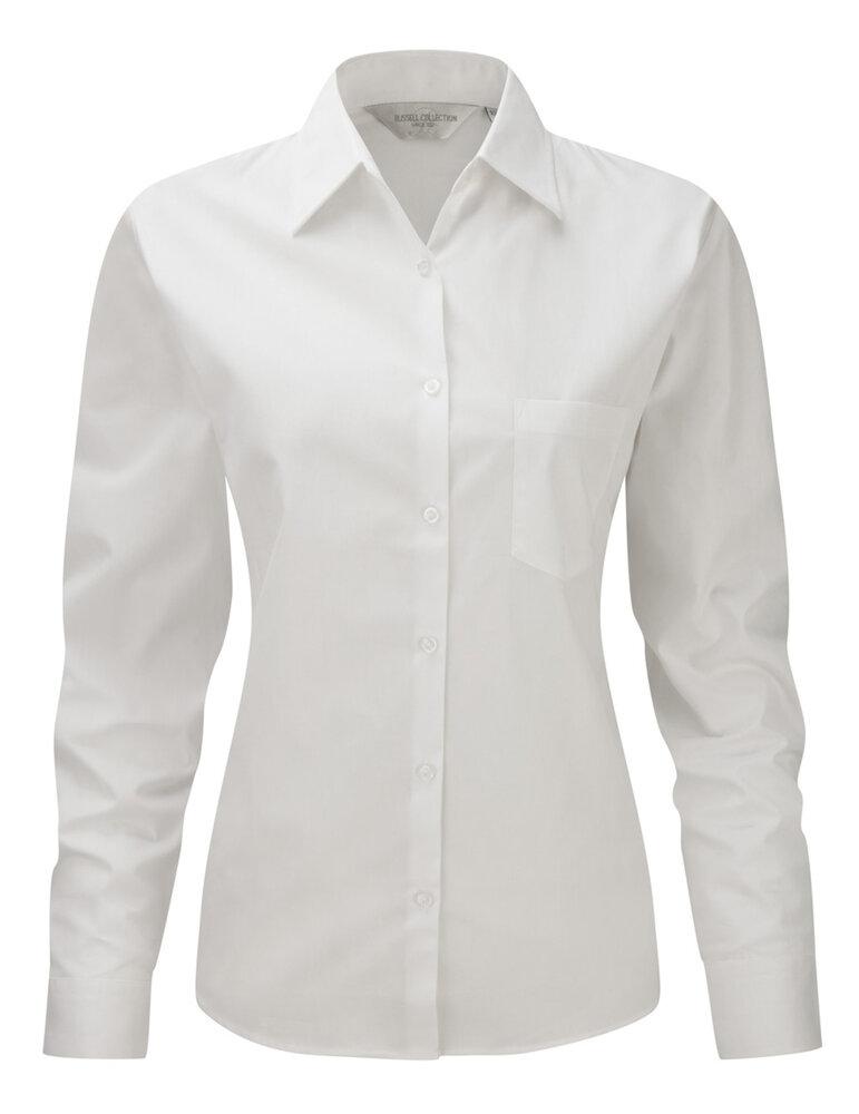 Russell Collection RU936F - Ladies' Long Sleeve Pure Cotton Easy Care Poplin Shirt