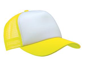 K-up KP111 - TRUCKER MESH CAP - 5 PANELS White / Fluorescent Yellow