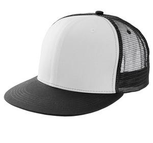 K-up KP113 - TRUCKER FLAT PEAK CAP - 6 PANELS White / Black