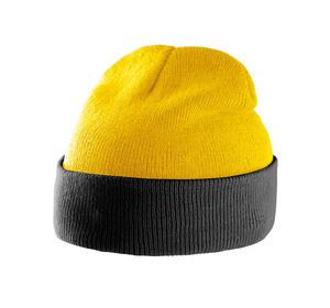 K-up KP514 - BI-COLOUR BEANIE HAT WITH TURN-UP Yellow / Black