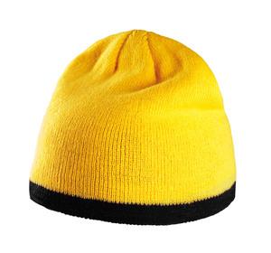 K-up KP515 - BEANIE HAT WITH BI-COLOUR BOTTOM BAND Yellow / Black