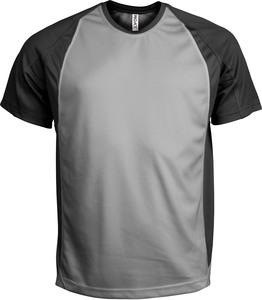 ProAct PA467 - MEN'S BICOLOUR SHORT SLEEVE CREW NECK T-SHIRT Fine Grey / Black