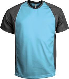 ProAct PA467 - MEN'S BICOLOUR SHORT SLEEVE CREW NECK T-SHIRT Light Turquoise / Dark Grey