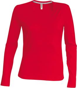 Kariban K382 - LADIES' LONG SLEEVE V-NECK T-SHIRT Red