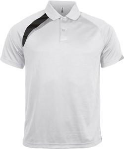 ProAct PA457 - MEN'S SHORT SLEEVE POLO-SHIRT White / Black / Storm Grey