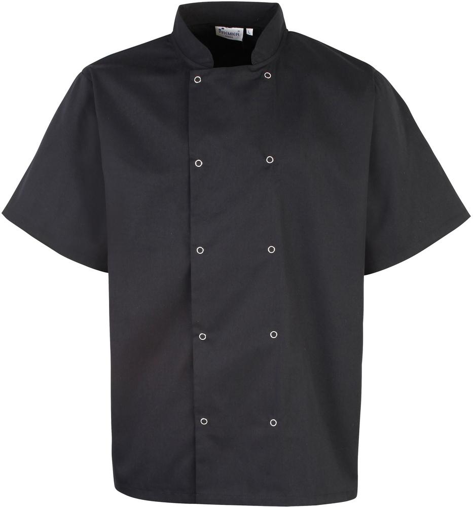 Premier PR664 - Unisex Short Sleeve Stud Front Chef's Jacket