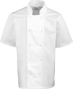 Premier PR664 - Unisex Short Sleeve Stud Front Chef's Jacket White