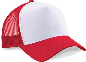 Beechfield B640 - Half Mesh Trucker Classic Red / White