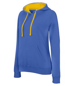 Kariban K465 - Ladies’ contrast hooded sweatshirt Light Royal Blue / Yellow