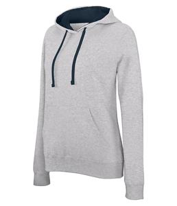 Kariban K465 - Ladies’ contrast hooded sweatshirt Oxford Grey / Navy