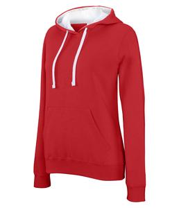 Kariban K465 - Ladies’ contrast hooded sweatshirt Red / White