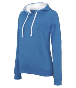 Kariban K465 - Ladies’ contrast hooded sweatshirt Tropical Blue/ White