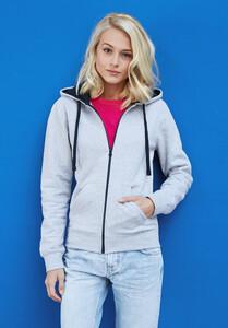 Kariban K467 - Ladies’ contrast hooded full zip sweatshirt Oxford Grey / Navy