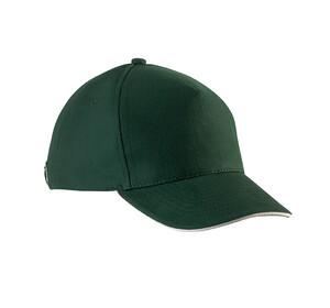 K-up KP148 - KIDS CAP WITH CONTRASTING SANDWICH VISOR - 5 PANELS Forest Green / Beige