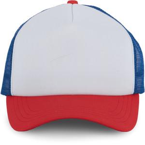 K-up KP111 - TRUCKER MESH CAP - 5 PANELS White / French Red / Reflex Blue