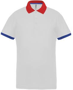 Proact PA489 - Men's performance piqué polo shirt White / Red / Sporty Royal Blue