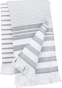 Kariban K132 - Striped fringed fouta Striped White / Smoke