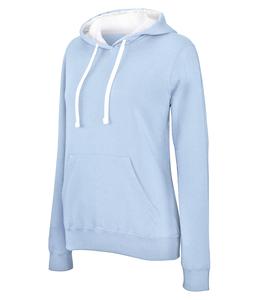 Kariban K465 - Ladies’ contrast hooded sweatshirt Sky Blue / White