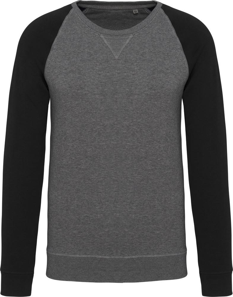 Kariban K491 - Men's two-tone organic crew neck raglan sleeve sweatshirt