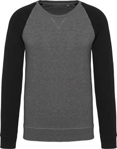 Kariban K491 - Men's two-tone organic crew neck raglan sleeve sweatshirt Grey Heather/ Black