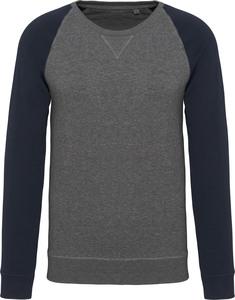 Kariban K491 - Men's two-tone organic crew neck raglan sleeve sweatshirt Grey Heather/ Navy