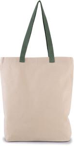 Kimood KI0278 - SHOPPER BAG WITH GUSSET AND CONTRAST COLOUR HANDLE Natural / Dusty Light Green