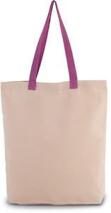 Kimood KI0278 - SHOPPER BAG WITH GUSSET AND CONTRAST COLOUR HANDLE Natural / Radiant Orchid