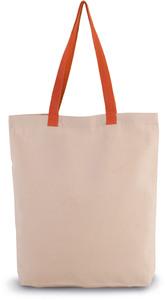 Kimood KI0278 - SHOPPER BAG WITH GUSSET AND CONTRAST COLOUR HANDLE Natural / Spicy Orange