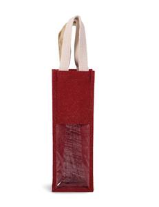 Kimood KI0267 - Jute bottle bag Cherry Red / Gold