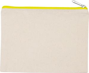Kimood KI0721 - Cotton canvas pouch - medium Natural / Fluorescent Yellow