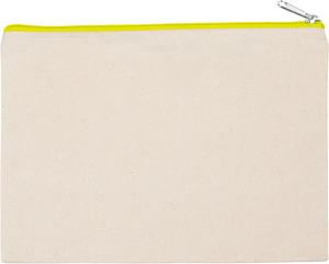 Kimood KI0722 - Cotton canvas pouch - large Natural / Fluorescent Yellow