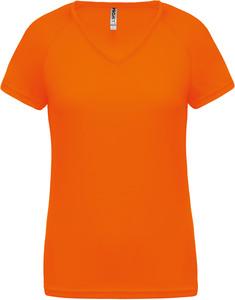 Proact PA477 - Ladies’ V-neck short-sleeved sports T-shirt Fluorescent Orange