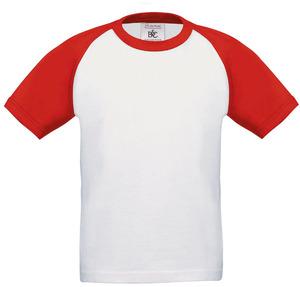 B&C CGTK350 - Kids' Base-ball T-shirt White / Red