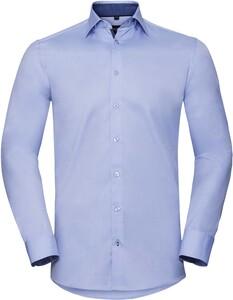 Russell RU964M - LONG-SLEEVED HERRINGBONE SHIRT Light Blue/Mid Blue/Bright Navy