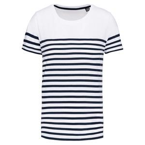 Kariban K3035 - Kids' Organic crew neck sailor T-shirt White / Navy Stripes