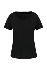 Kariban K399 - Ladies' short-sleeved organic t-shirt with raw edge neckline Black