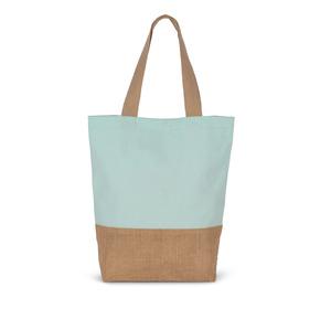 Kimood KI0298 - Shopping bag in cotton and bonded jute threads Ice Mint / Natural