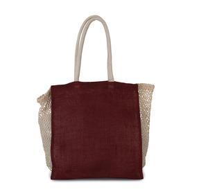 Kimood KI0281 - Shopping bag with mesh gusset Syrah Wine / Natural