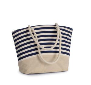 Kimood KI0283 - Jute canvas duffel shopping bag Natural/ Navy