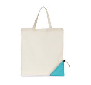 Kimood KI7207 - Foldaway shopping bag Natural / Turquoise