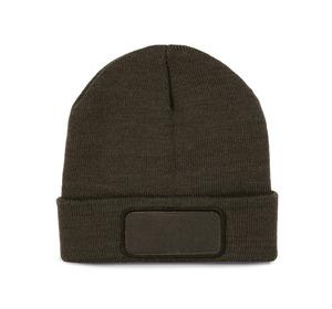 K-up KP891 - Recycled beanie with patch and Thinsulate lining Dark Khaki