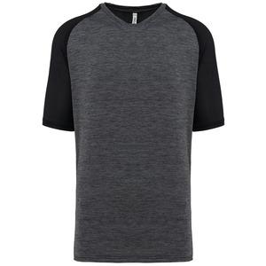 PROACT PA4030 - Men’s two-tone raglan sleeve padel t-shirt Black / Marl Dark Grey