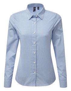 Premier PR352 - Large-check gingham shirt Light Blue/ White