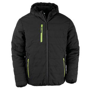 Result R240X - Recycled black compass quilted jacket Black / Lime