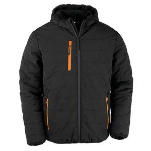 Result R240X - Recycled black compass quilted jacket Black / Orange