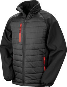 Result R237X - BLACK COMPASS PADDED SOFT SHELL JACKET Black / Red